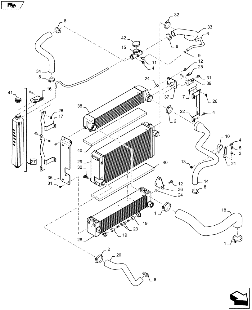 Схема запчастей Case SV185 - (10.400.BE) - ENGINE COOLING SYSTEM LINES (10) - ENGINE