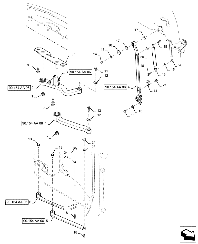 Схема запчастей Case CX36B - (90.154.AA[05]) - CAB, ASSY (90) - PLATFORM, CAB, BODYWORK AND DECALS