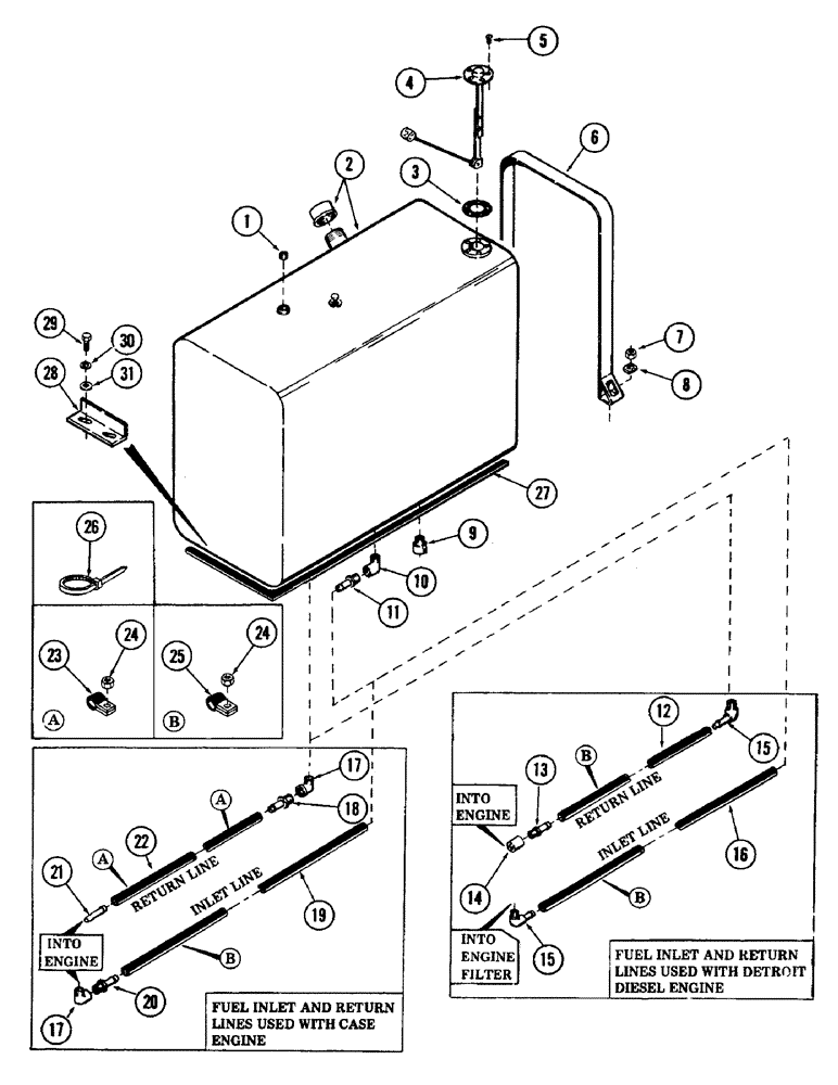 Схема запчастей Case 40 - (082) - FUEL TANK AND LINES (10) - ENGINE