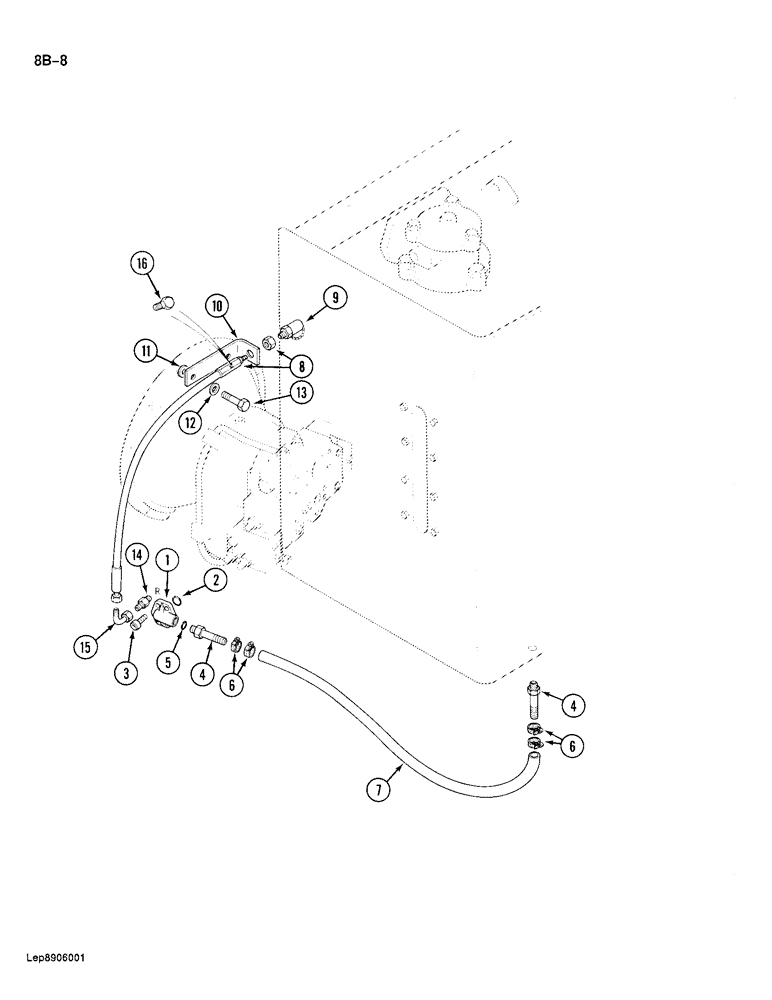 Схема запчастей Case 688 - (8B-08) - HYDRAULIC PUMP LINES, LOW PRESSURE PUMP SUCTION AND PRESSURE CHECK LINES (08) - HYDRAULICS