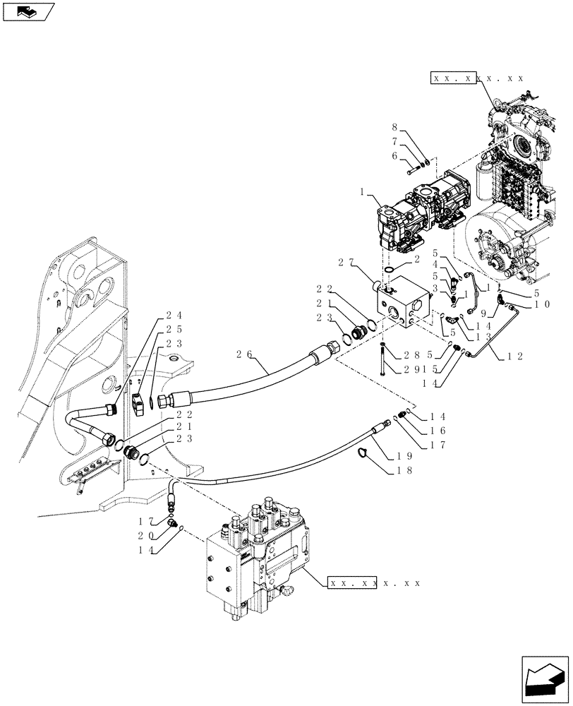 Схема запчастей Case 721F - (41.200.13[01]) - PRIORITY PUMP INSTALLATION (41) - STEERING