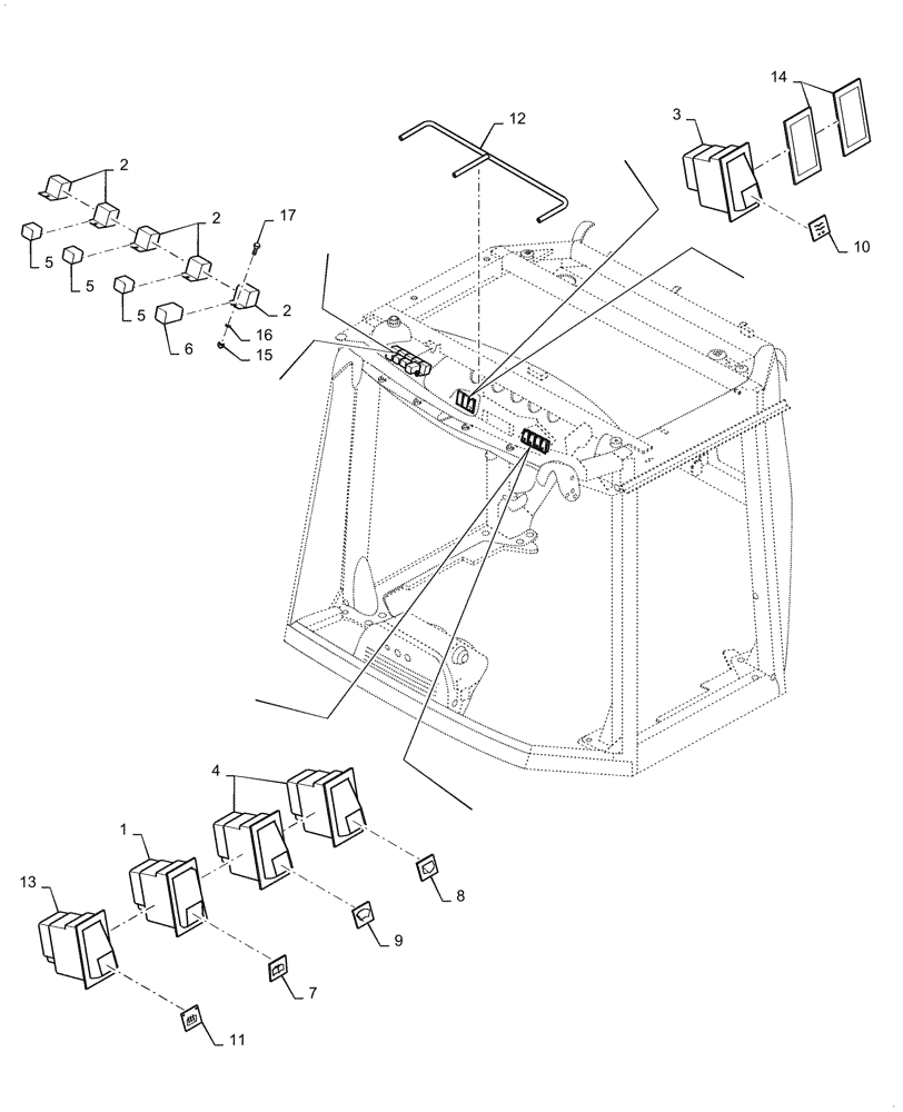 Схема запчастей Case DV210D - (55.518.AY) - CAB WIPER AND DEFROST SWITCH (55) - ELECTRICAL SYSTEMS