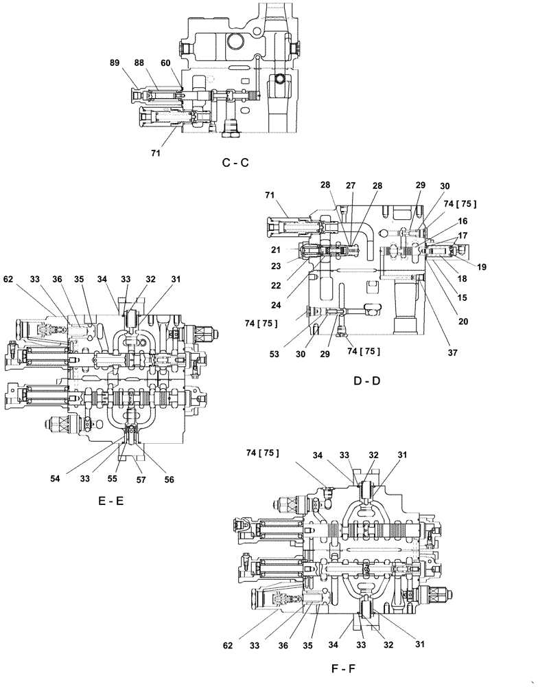 Схема запчастей Case CX210C LC - (35.359.07[04A]) - VALVE ASSY - CONTROL (35) - HYDRAULIC SYSTEMS