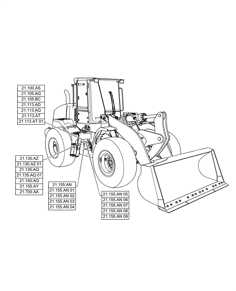 Схема запчастей Case 621F - (21.000.00) - SECTION INDEX - TRANSMISSION (21) - TRANSMISSION