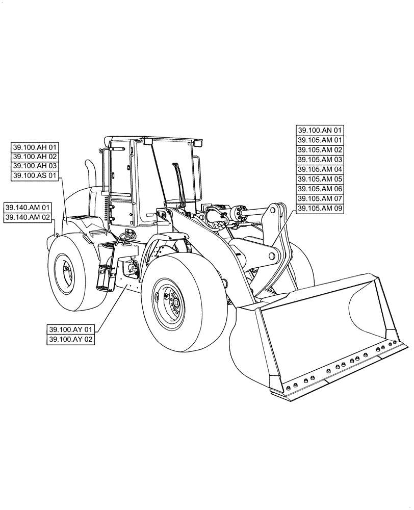Схема запчастей Case 521F - (39.000.00) - SECTION INDEX - FRAMES AND BALLASTING (39) - FRAMES AND BALLASTING
