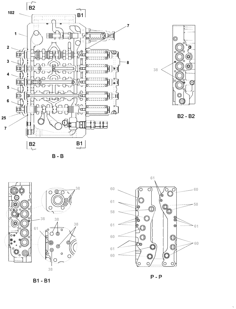 Схема запчастей Case CX210C LC - (35.359.07[03A]) - VALVE ASSY - CONTROL (35) - HYDRAULIC SYSTEMS