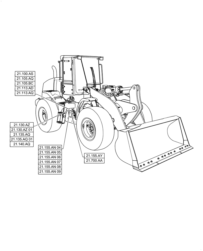 Схема запчастей Case 521F - (21.000.00) - SECTION INDEX - TRANSMISSION (21) - TRANSMISSION