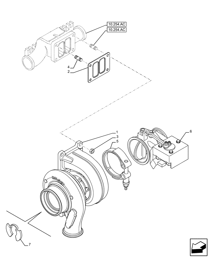 Схема запчастей Case F2CFE614A B001 - (10.250.AC) - TURBOCHARGER (10) - ENGINE