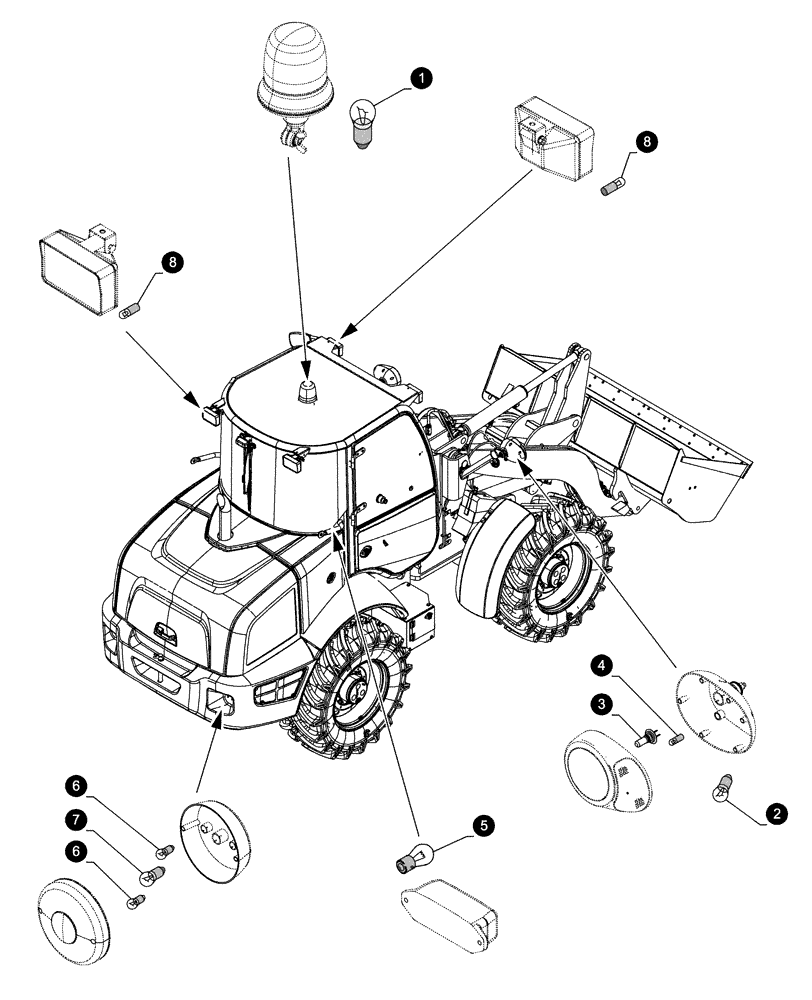 Схема запчастей Case 21F - (05.100.04[04]) - MAINTENANCE PARTS - BULBS (05) - SERVICE & MAINTENANCE