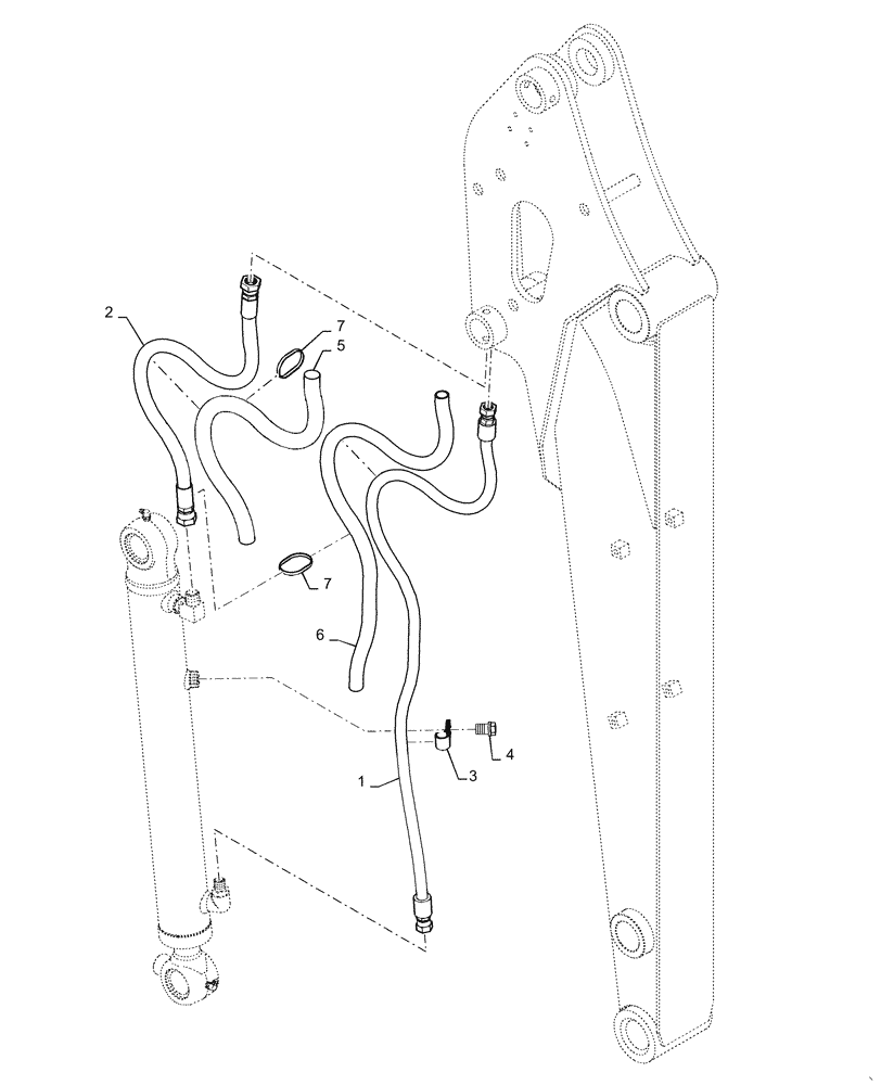 Схема запчастей Case CX36B - (35.738.AE[03]) - HYD. LINE, BUCKET CYLINDER, ARM 1.67M (35) - HYDRAULIC SYSTEMS