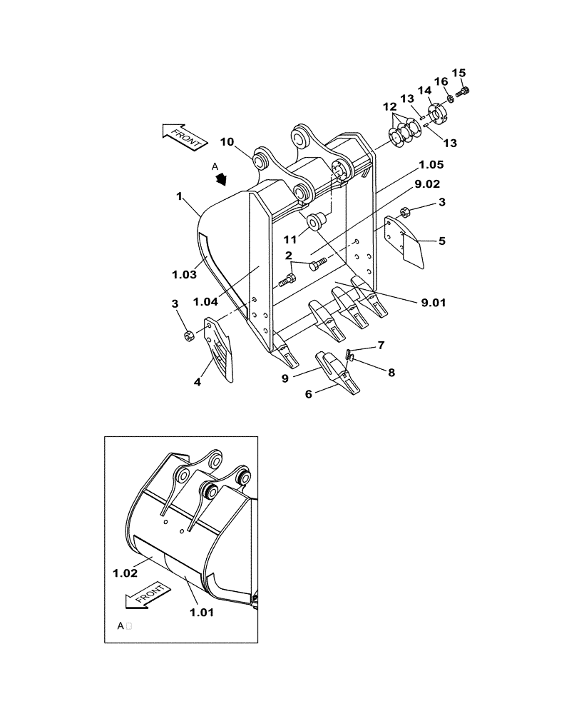 Схема запчастей Case CX160C - (84.100.AB[01]) - VAR - 461042 - BUCKET (0,55M³ X 900MM) (84) - BOOMS, DIPPERS & BUCKETS