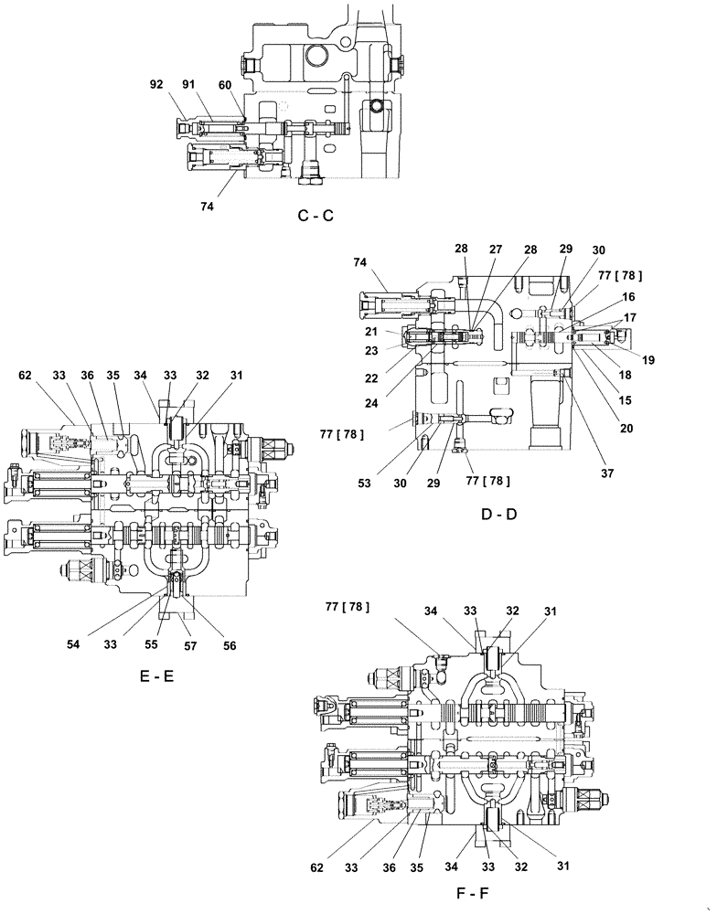 Схема запчастей Case CX210C LC - (35.359.09[04A]) - VALVE ASSY - CONTROL (35) - HYDRAULIC SYSTEMS