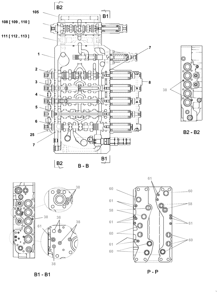 Схема запчастей Case CX210C LC - (35.359.09[03A]) - VALVE ASSY - CONTROL (35) - HYDRAULIC SYSTEMS