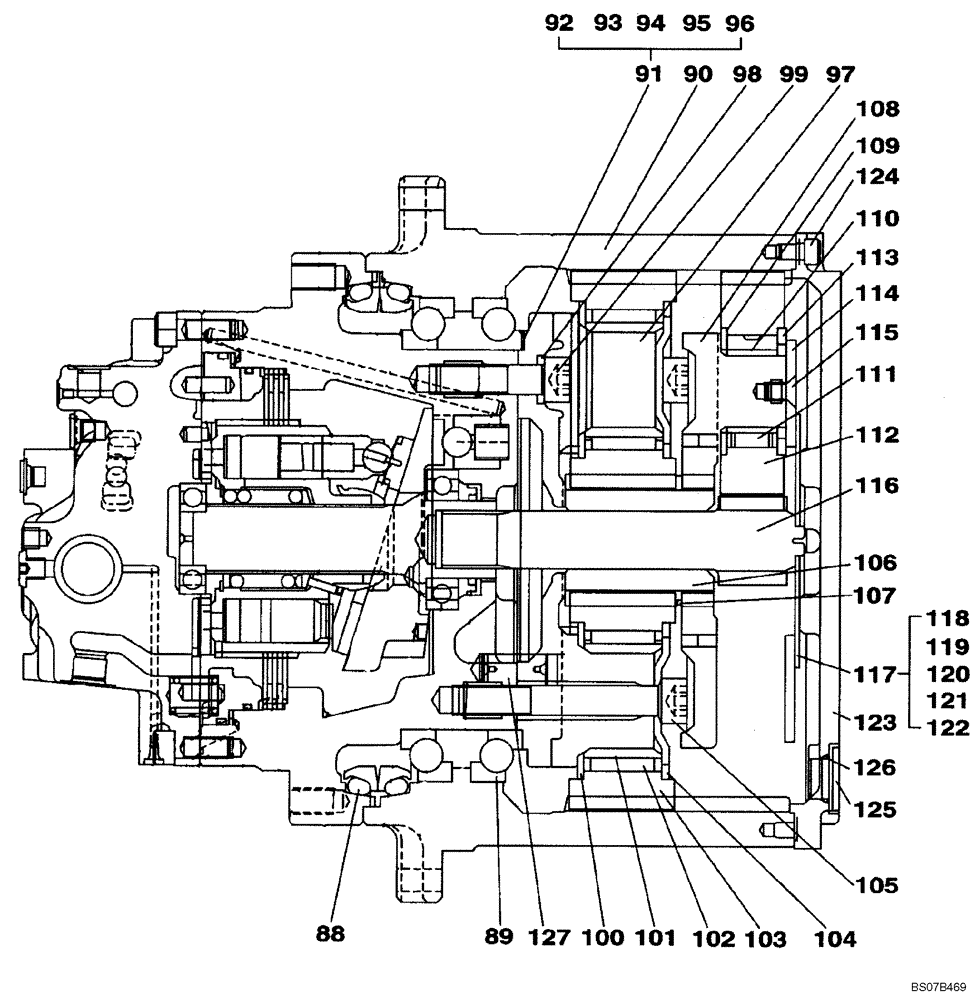 Схема запчастей Case CX160B - (06-02) - MOTOR ASSY - GEAR ASSY, REDUCTION (06) - POWER TRAIN