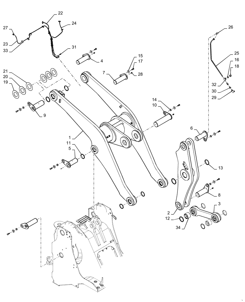 Схема запчастей Case 1121F - (39.105.01) - LIFT ARM INSTALLATION- Z BAR AND XR/LR (39) - FRAMES AND BALLASTING