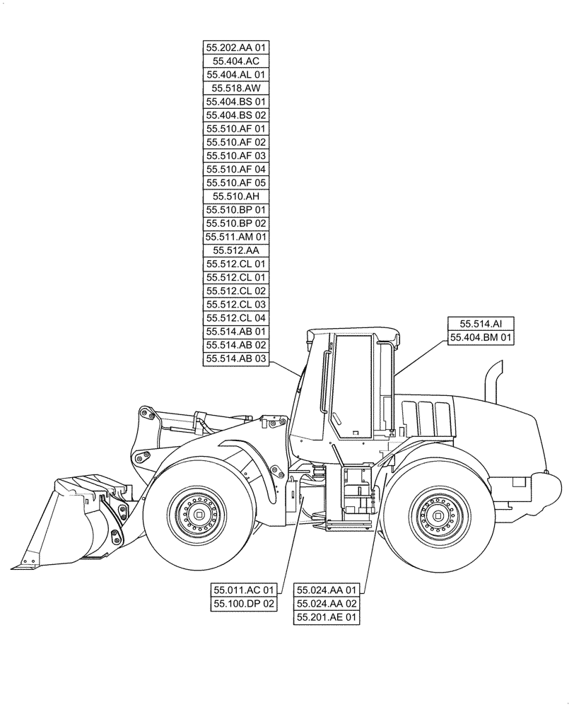 Схема запчастей Case 521F - (55.000.00[02]) - SECTION INDEX - ELECTRICAL SYSTEMS (55) - ELECTRICAL SYSTEMS