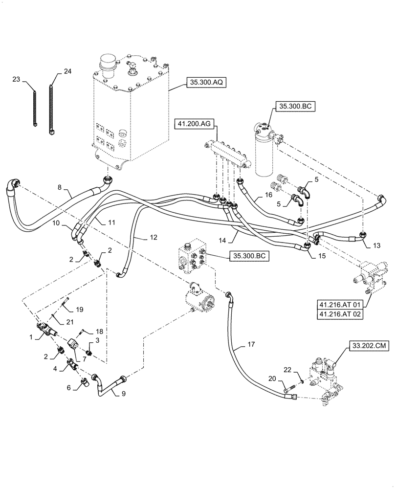 Схема запчастей Case DV209D - (41.200.AO[01]) - HYDRAULIC STEERING LINES (41) - STEERING