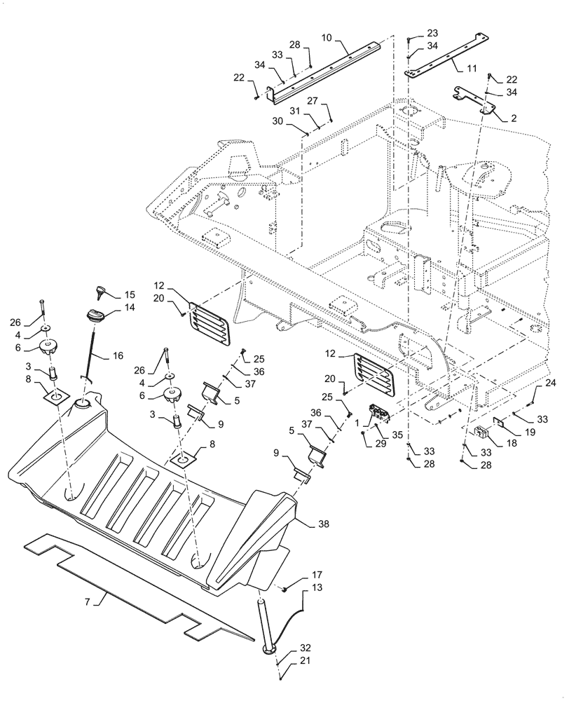 Схема запчастей Case DV209D - (10.216.AI) - FUEL TANK AND ASSOCIATED PARTS (10) - ENGINE