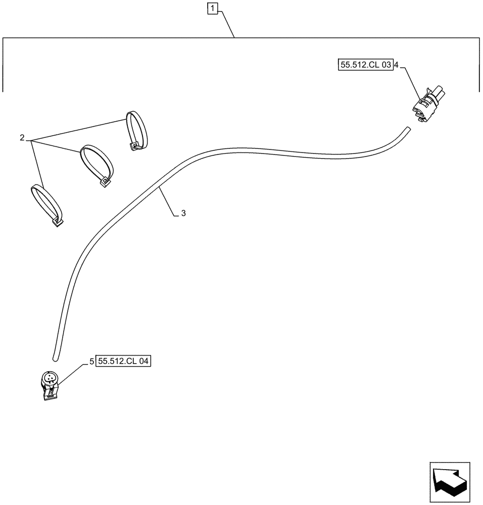 Схема запчастей Case 521F - (55.512.CL[02]) - VAR - 482930, 482913 - JOYSTICK JUMPER HARNESS (55) - ELECTRICAL SYSTEMS