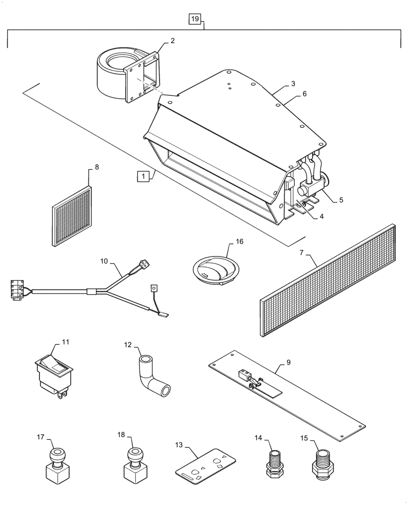 Схема запчастей Case SV212 - (50.200.02a) - AIR CONDITIONING PARTS - ASN NENTC3558 (50) - CAB CLIMATE CONTROL