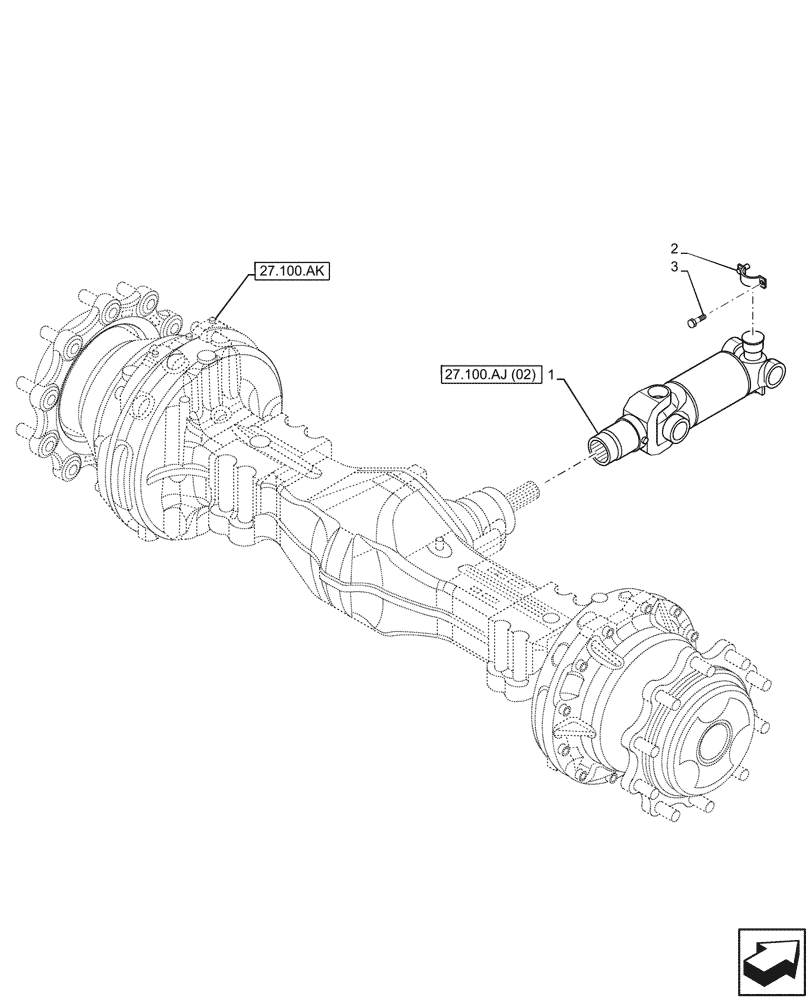 Схема запчастей Case 580SN - (27.100.AJ[01]) - REAR AXLE, HALF SHAFT, 2WD (27) - REAR AXLE SYSTEM