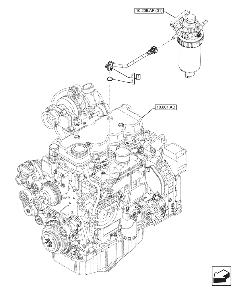 Схема запчастей Case 580SN - (10.216.BA[03]) - FUEL TANK, LINES (10) - ENGINE