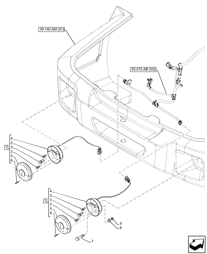 Схема запчастей Case 121F - (55.404.BM) - TAIL LAMP (55) - ELECTRICAL SYSTEMS