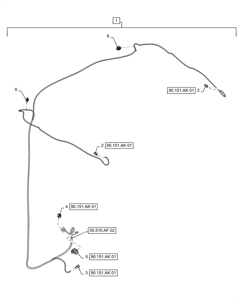 Схема запчастей Case 521F - (55.511.AM[01]) - VAR - 743005 - HEATED REARVIEW MIRROR WIRE HARNESS (55) - ELECTRICAL SYSTEMS