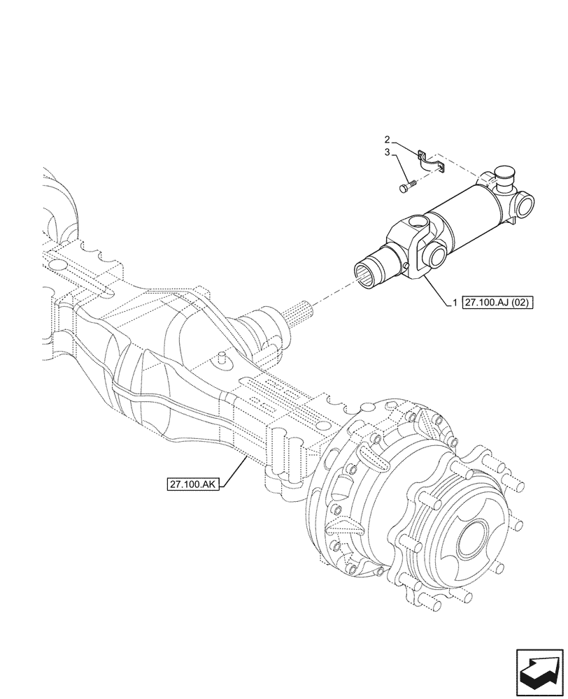 Схема запчастей Case 590SN - (27.100.AJ[01]) - REAR AXLE, HALF SHAFT, 2WD (27) - REAR AXLE SYSTEM