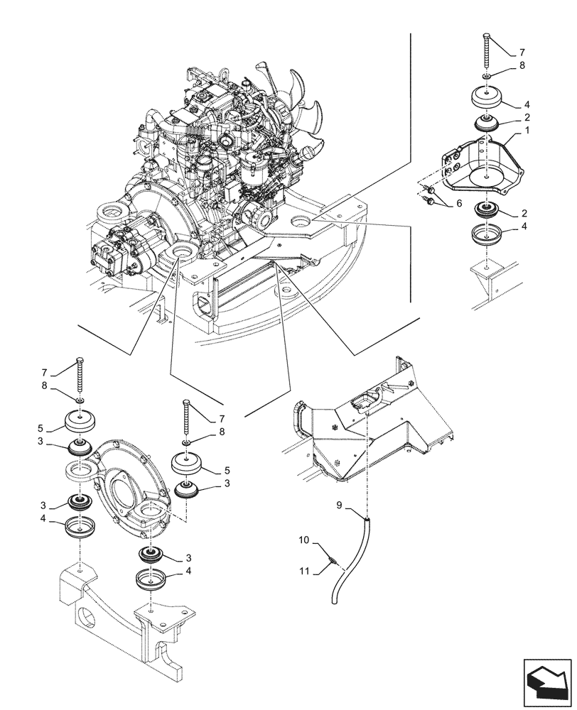 Схема запчастей Case CX36B - (10.001.AK[01]) - ENGINE INSTALL (10) - ENGINE