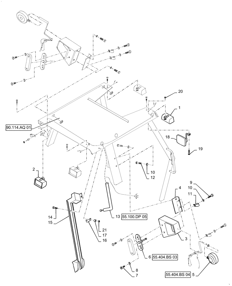 Схема запчастей Case 570N EP - (55.404.BS[01]) - LOW PROFILE CANOPY LIGHTS (55) - ELECTRICAL SYSTEMS