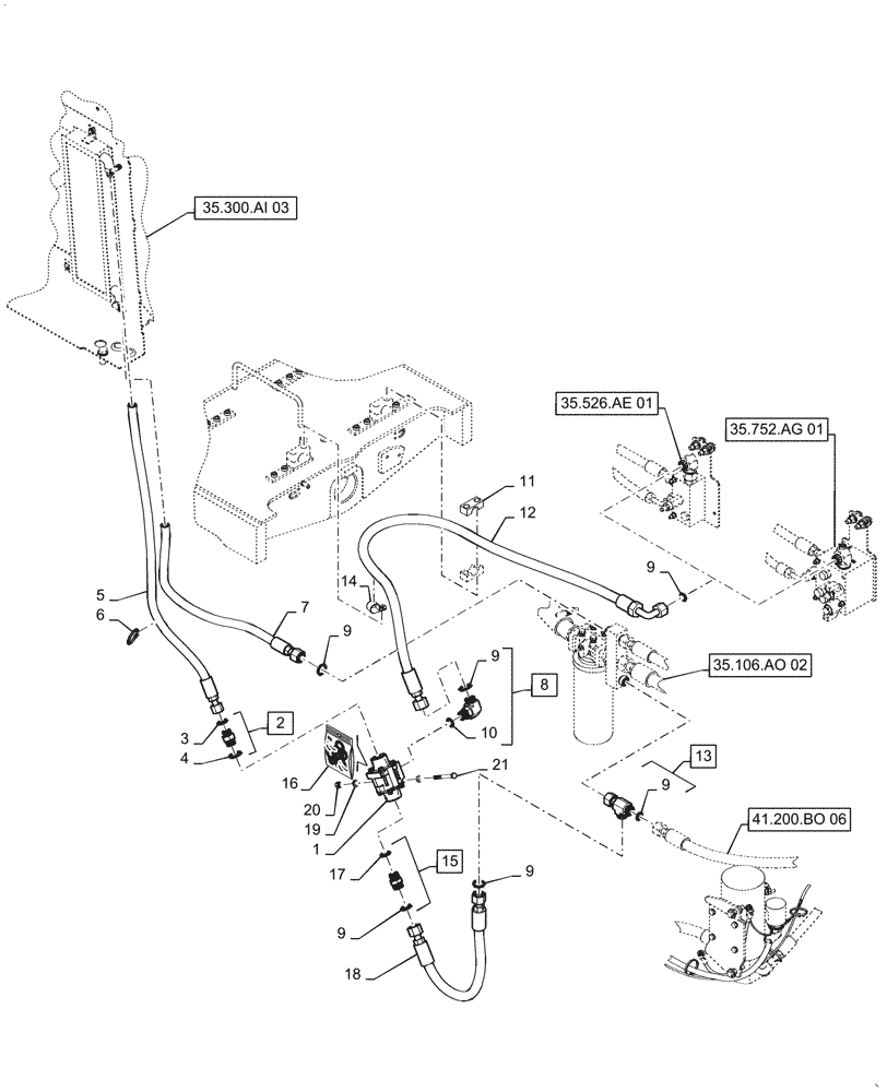 Схема запчастей Case 521F - (35.300.BS[01]) - VAR - 782454, 482585 -THERMAL BY-PASS VALVE (35) - HYDRAULIC SYSTEMS