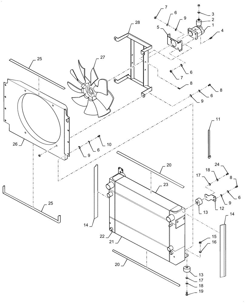 Схема запчастей Case DV210CD - (10.400.BE) - ENGINE RADIATOR (10) - ENGINE