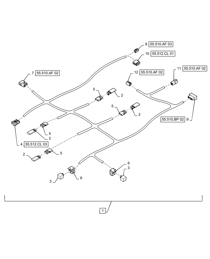 Схема запчастей Case 621F - (55.512.CL[04]) - JOYSTICK STEERING HARNESS ASSEMBLY (55) - ELECTRICAL SYSTEMS