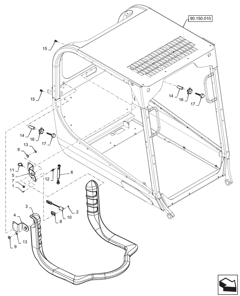 Схема запчастей Case SV340 - (90.114.010) - LAP BAR & COMPONENTS (90) - PLATFORM, CAB, BODYWORK AND DECALS