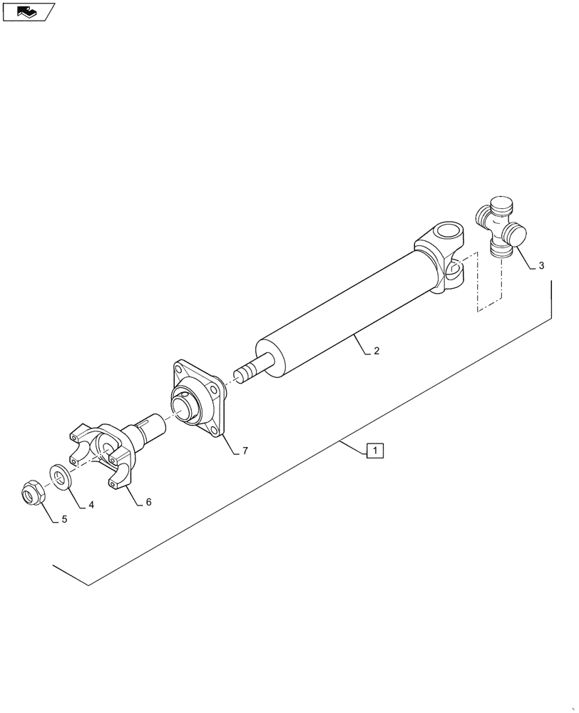 Схема запчастей Case 621G - (21.155.010[03]) - DRIVE SHAFT, FRONT (21) - TRANSMISSION
