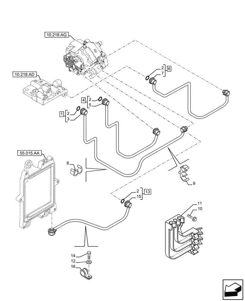 Схема запчастей Case F4HFE613F A001 - (10.210.AF) - FUEL LINE (10) - ENGINE