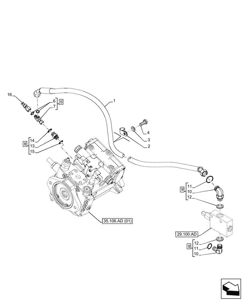 Схема запчастей Case 21F - (29.100.AH[01A]) - HYDROSTATIC PUMP, INCHING VALVE, LINE - BEGIN DATE 8 APRIL 2015 (29) - HYDROSTATIC DRIVE