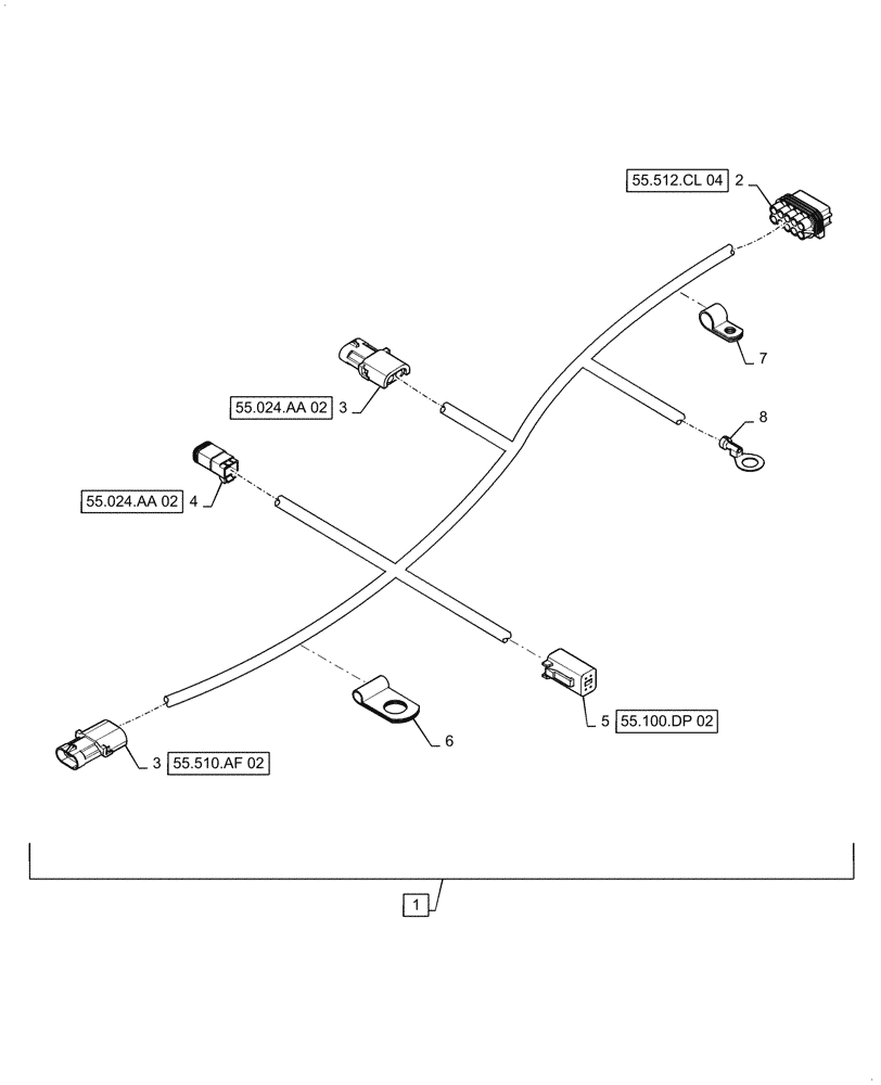 Схема запчастей Case 521F - (55.512.CL[03]) - VAR - 482930, 482913 - JOYSTICK, FRAME HARNESS (55) - ELECTRICAL SYSTEMS