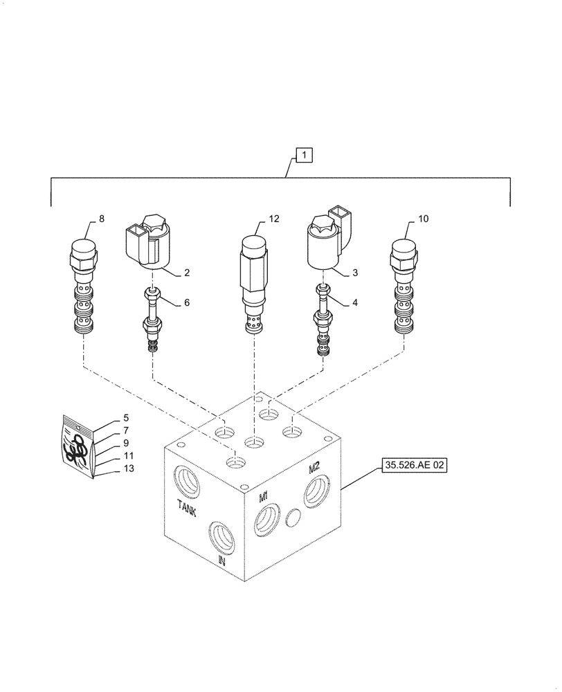 Схема запчастей Case 521F - (35.752.AG[01]) - VAR - 482585 - FAN, RELIEF VALVE (35) - HYDRAULIC SYSTEMS