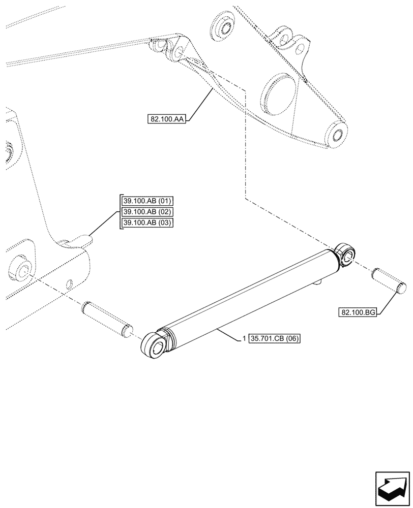 Схема запчастей Case 580SN WT - (35.701.CB[03]) - LIFT CYLINDER (35) - HYDRAULIC SYSTEMS