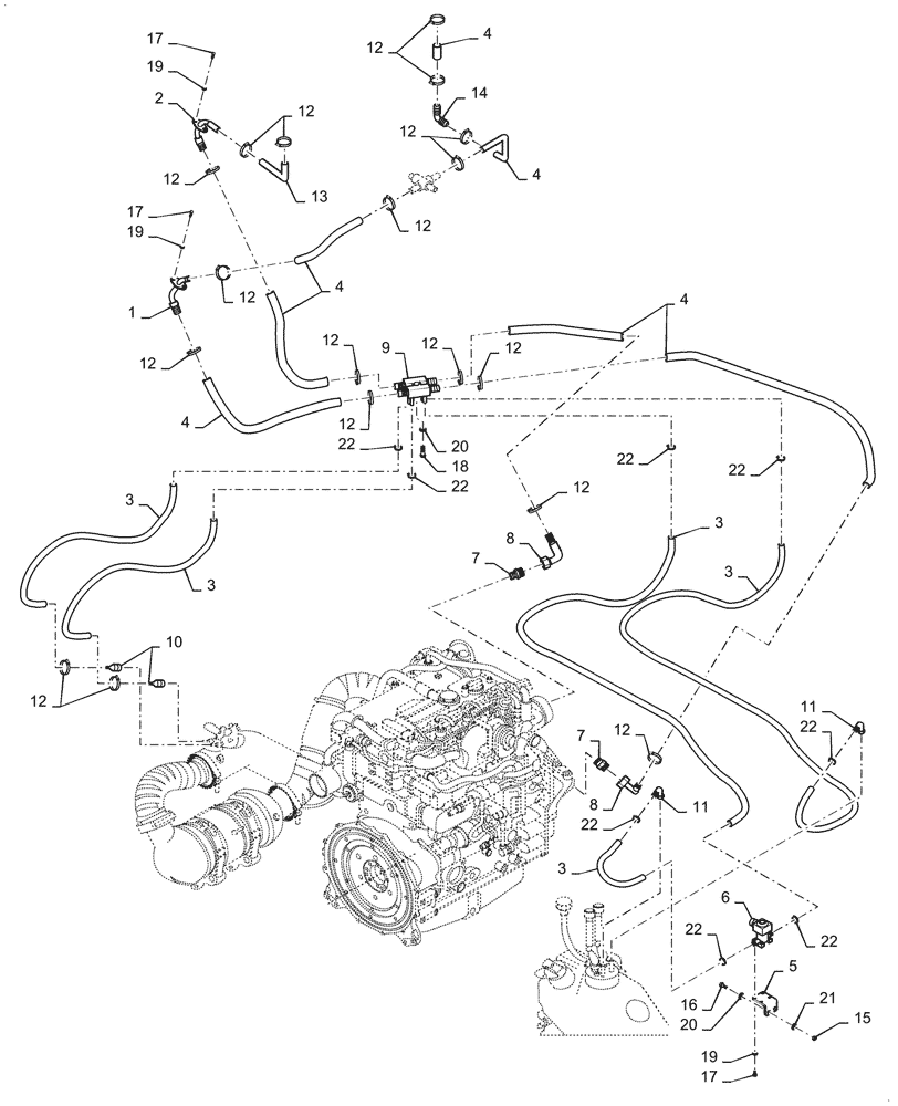 Схема запчастей Case DV210D - (50.100.AC) - CAB AND DEF HEATING LINES (50) - CAB CLIMATE CONTROL