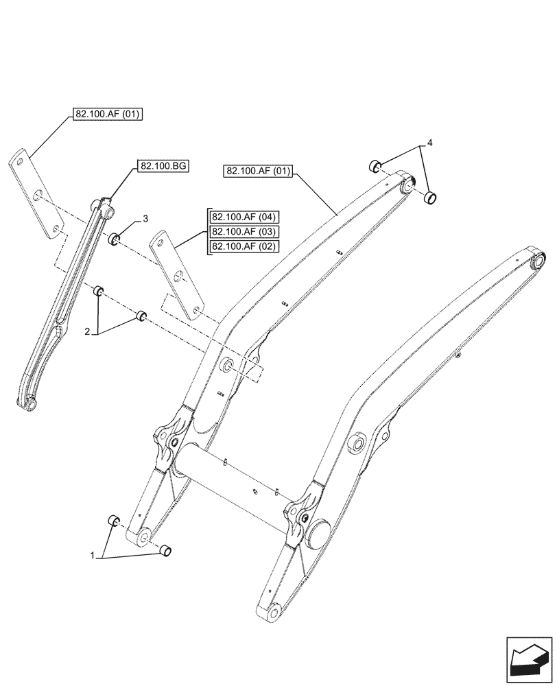 Схема запчастей Case 580SN - (82.100.AA) - ARM, PIVOT, BUSHING (82) - FRONT LOADER & BUCKET