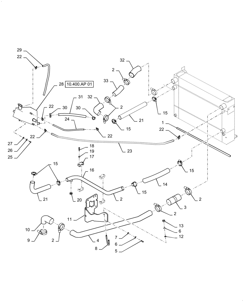 Схема запчастей Case DV209D - (10.400.AP) - ENGINE RADIATOR HOSES (10) - ENGINE