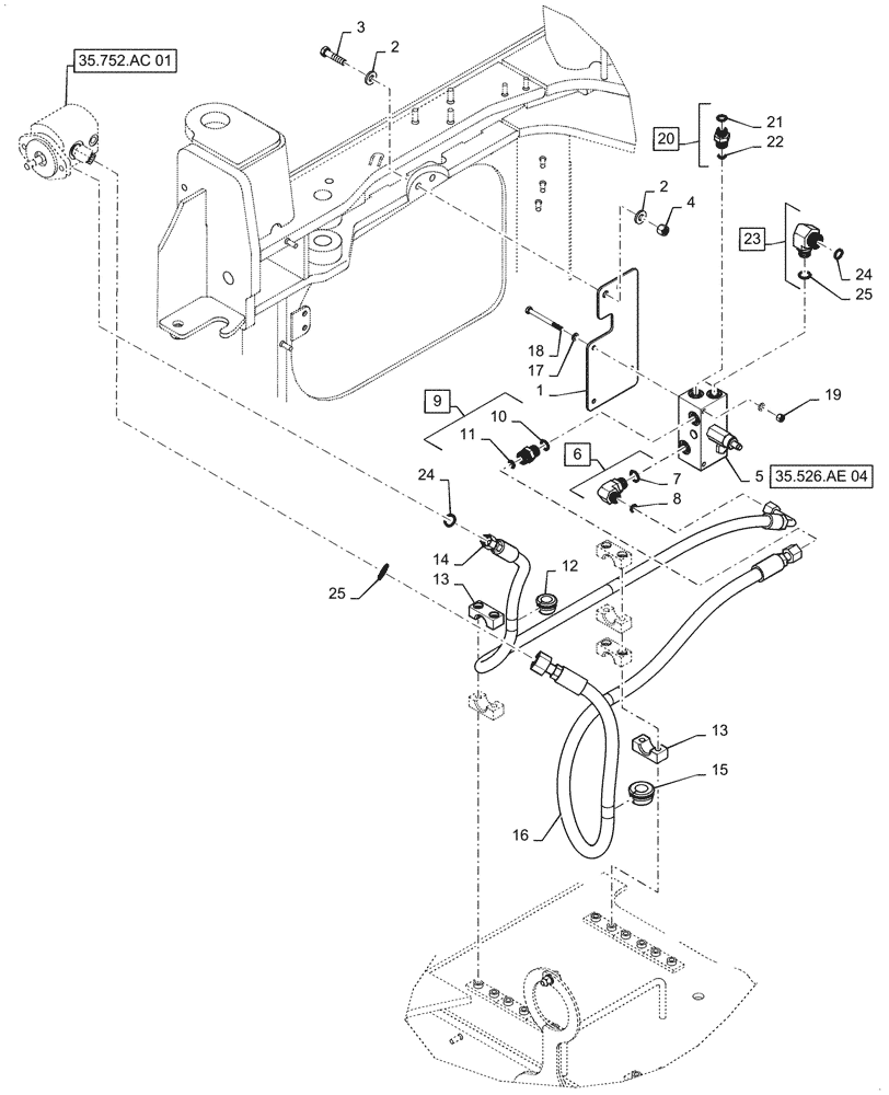 Схема запчастей Case 521F - (35.526.AE[01]) - VAR - 782454 - FAN, RELIEF VALVE, HYDRAULIC (35) - HYDRAULIC SYSTEMS