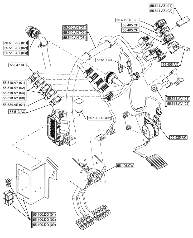 Схема запчастей Case 580SN - (00.000.55[04]) - PICTORIAL INDEX - ELECTRICAL SYSTEMS (00) - GENERAL & PICTORIAL INDEX