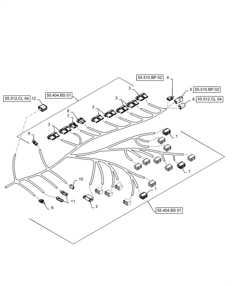 Схема запчастей Case 621F - (55.510.AF[02]) - CAB MAIN WIRE HARNESS ASSEMBLY (55) - ELECTRICAL SYSTEMS