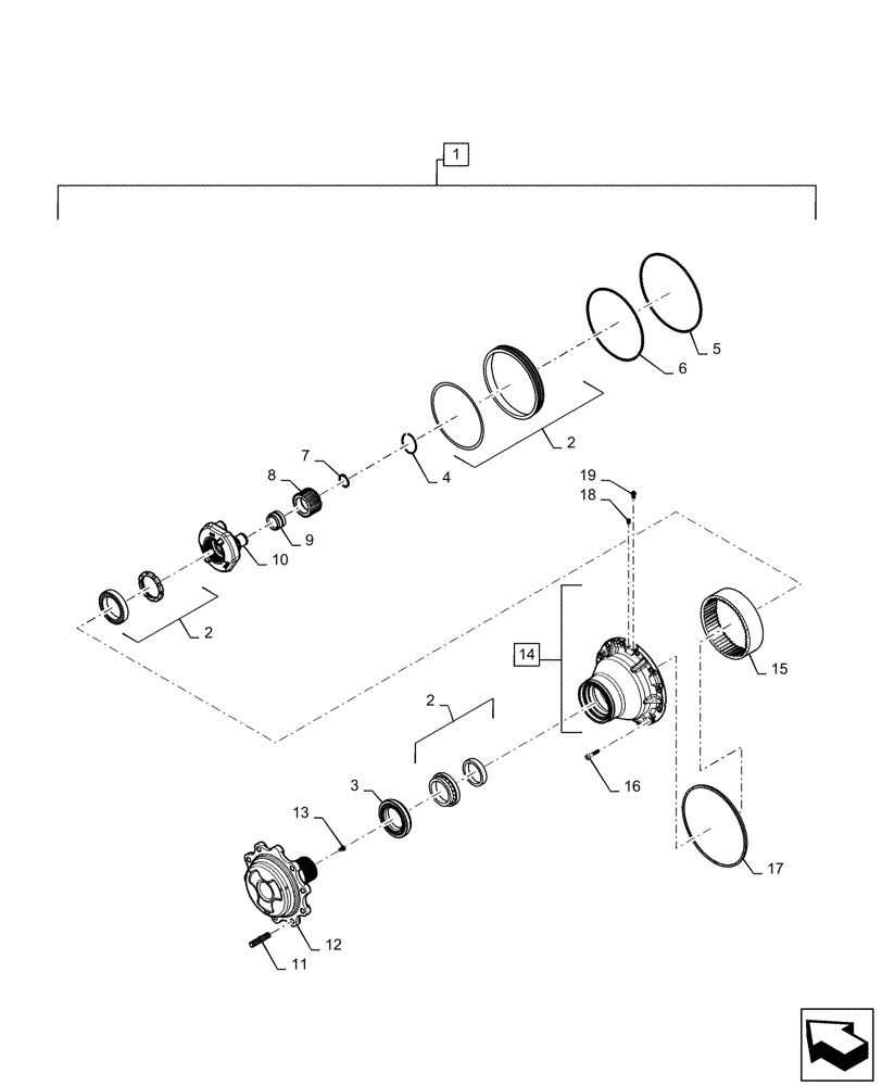 Схема запчастей Case 580SN - (27.120.02[01]) - AXLE, REAR DRIVE - PLANETARY (580N, 580SN) (27) - REAR AXLE SYSTEM