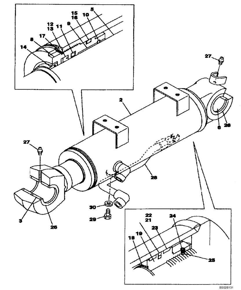 Схема запчастей Case CX130 - (08-119) - CYLINDER ASSY - BLADE, DOZER (08) - HYDRAULICS