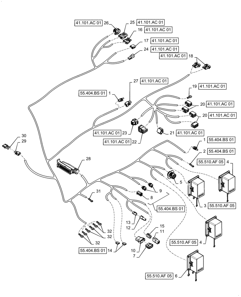 Схема запчастей Case 521F - (55.510.AF[03]) - VAR - 782440 - CAB MAIN WIRE HARNESS ASSEMBLY (55) - ELECTRICAL SYSTEMS